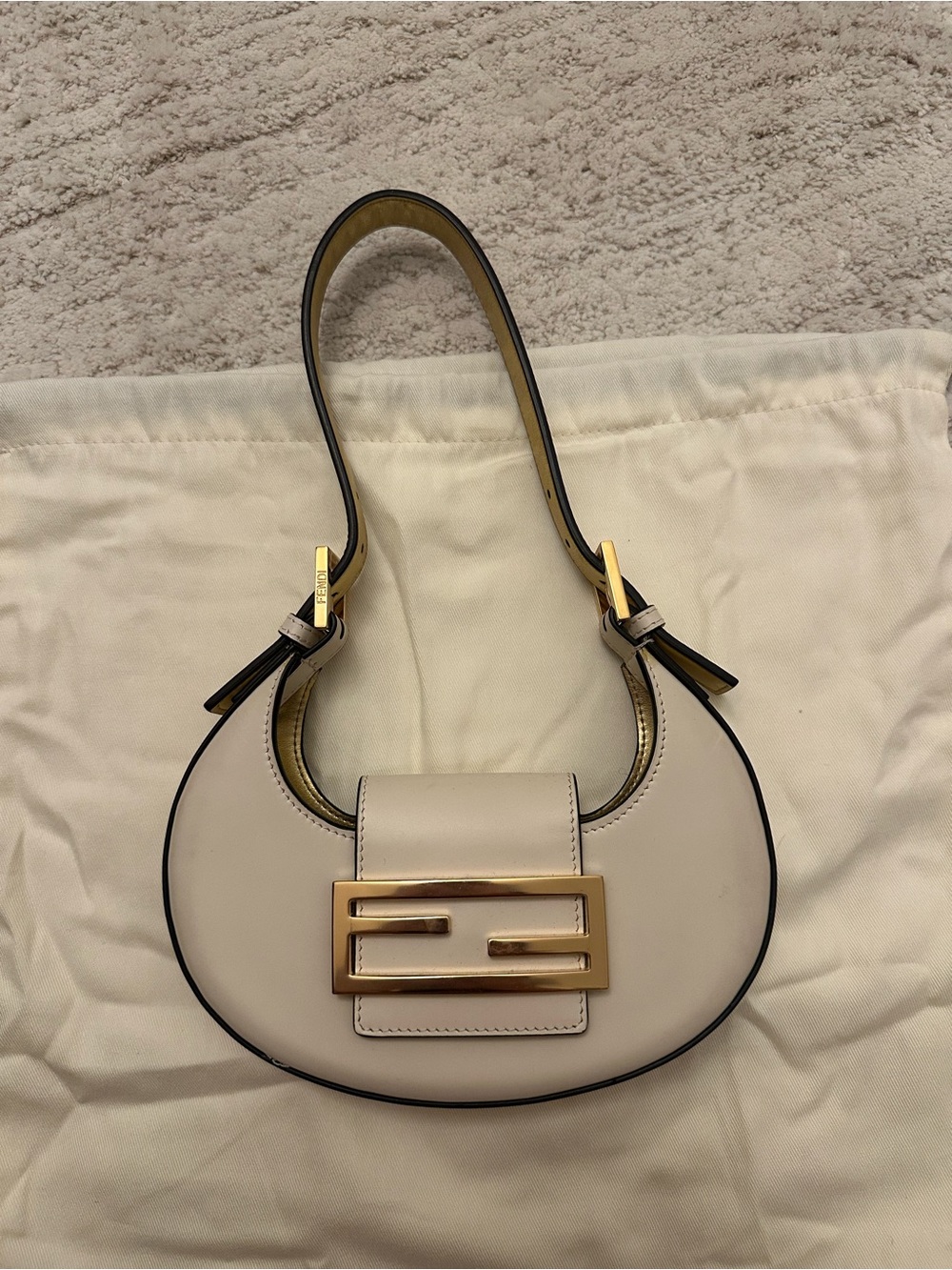 Like New - Fendi Cookie in Cream/White with Gold Hardware - Picture 1 of 4